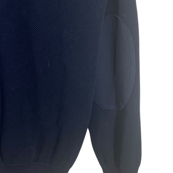 TRICOT MARINE Yachting Navy V-Neck Waffle Knit Long Sleeve Men's Large Shirt - Picture 10 of 11